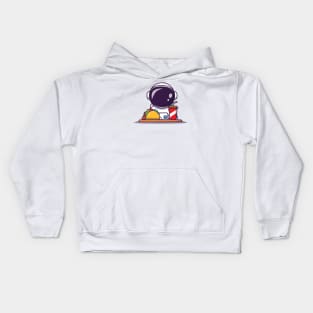 Cute Astronaut With Taco And Soda Kids Hoodie